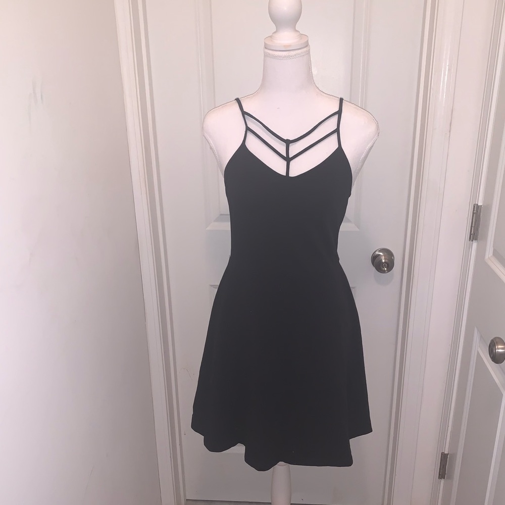 Strappy Cotton Black Dress